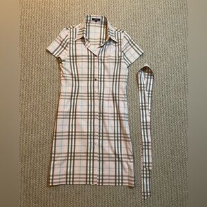 Burberry London Nova Check Button-Down Shirt Dress Pink XL
